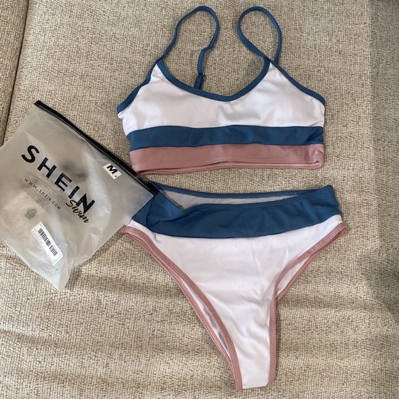 New SHEIN Ribbed Color Block Bikini Set - Picture 3 of 3
